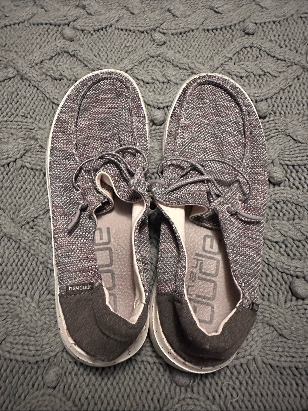 Hey Dude Women’s Heathered Grey Knit Slip-On Sneakers